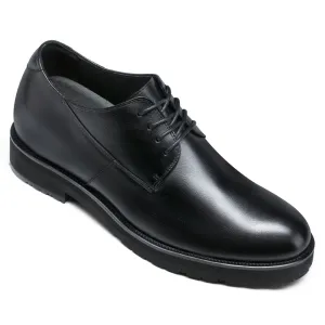 8 CM / 3.15 inches CMR CHAMARIPA Black Leather Raised Shoes for Men - High Increase Derby Dress Shoes