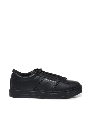 Black Leather Low-Top Sneakers