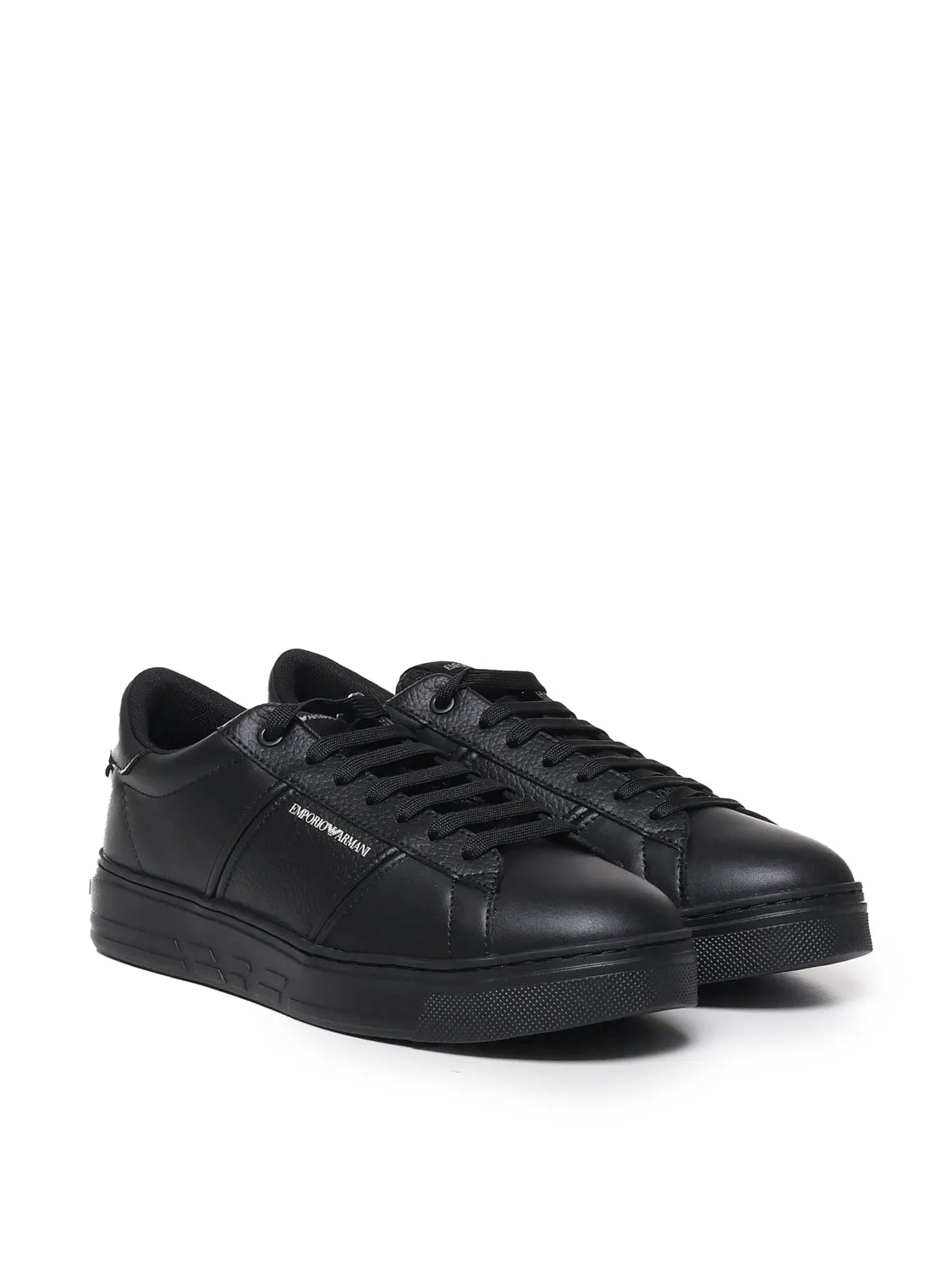 Black Leather Low-Top Sneakers