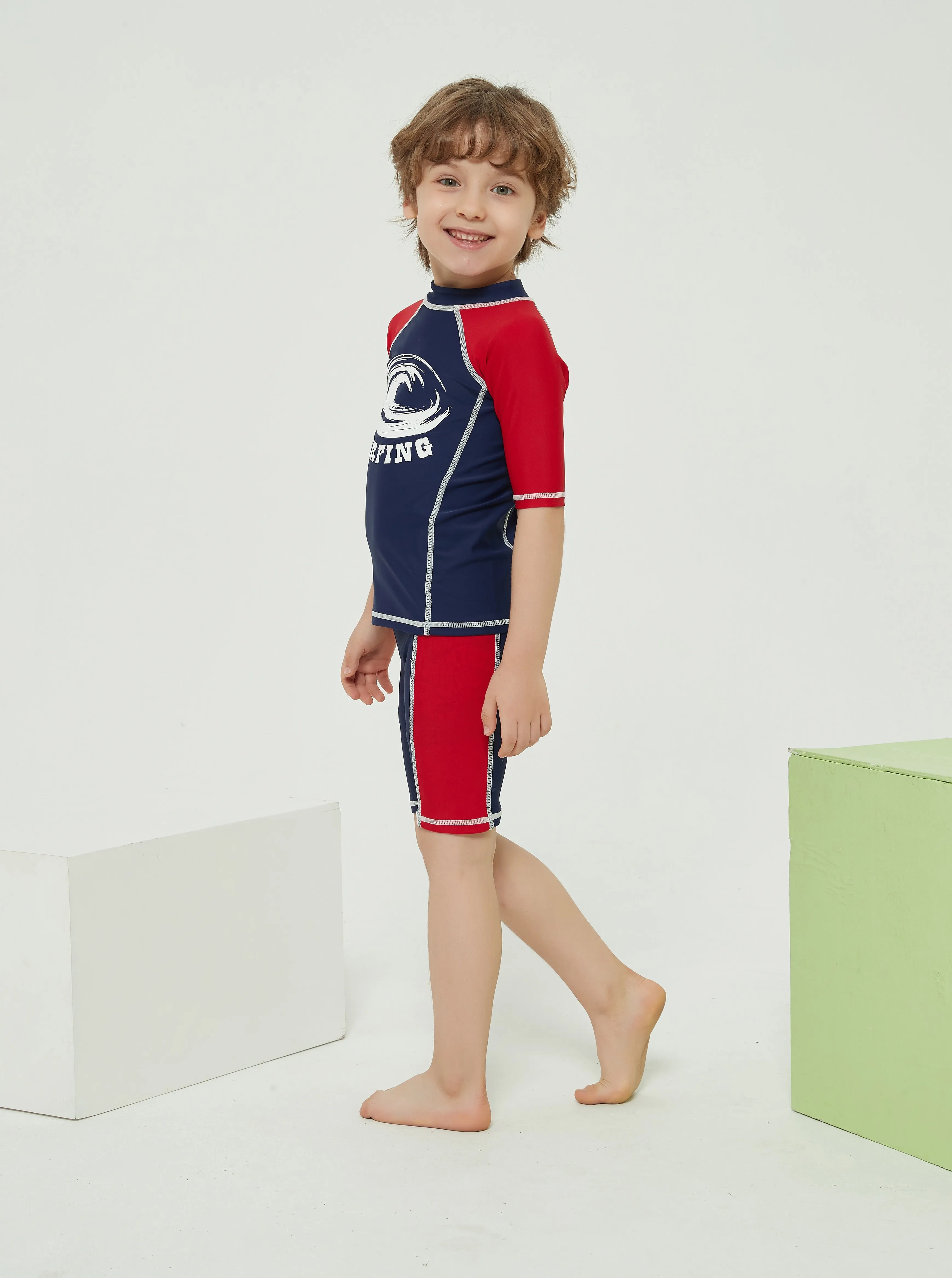 Boys Block Colour Two Piece Swim Set Junior