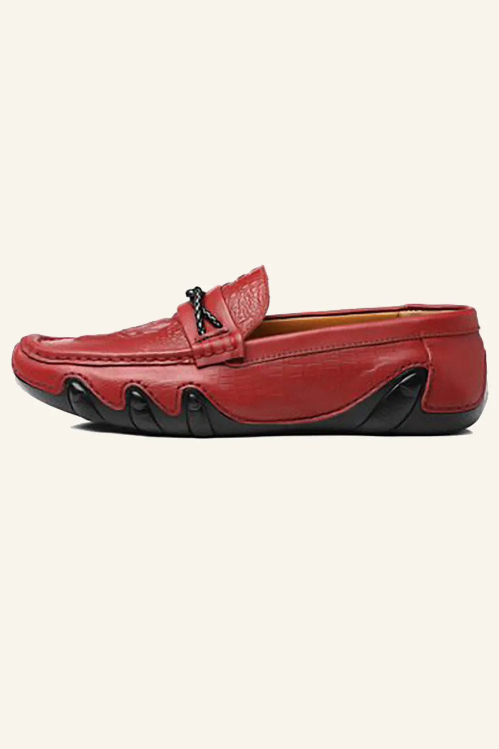 Burgundy Slip On PU Leather Men's Shoes
