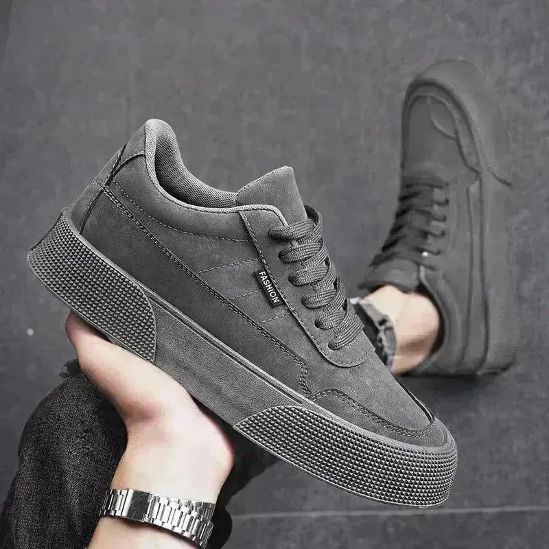 Casual Board Flat Shoes Men Breathable Thick-soled Lace-up Sneakers For Walking Running