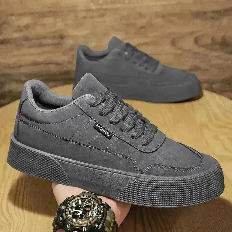 Casual Board Flat Shoes Men Breathable Thick-soled Lace-up Sneakers For Walking Running