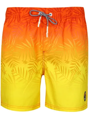 Cleopas Tropical Ombre Print Swim Shorts in Orange / Yellow Ombre - Tokyo Laundry