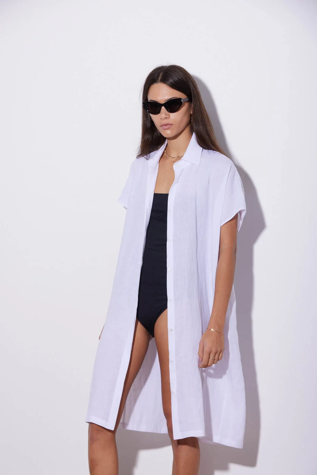 COCO LINEN SHIRTDRESS WHITE