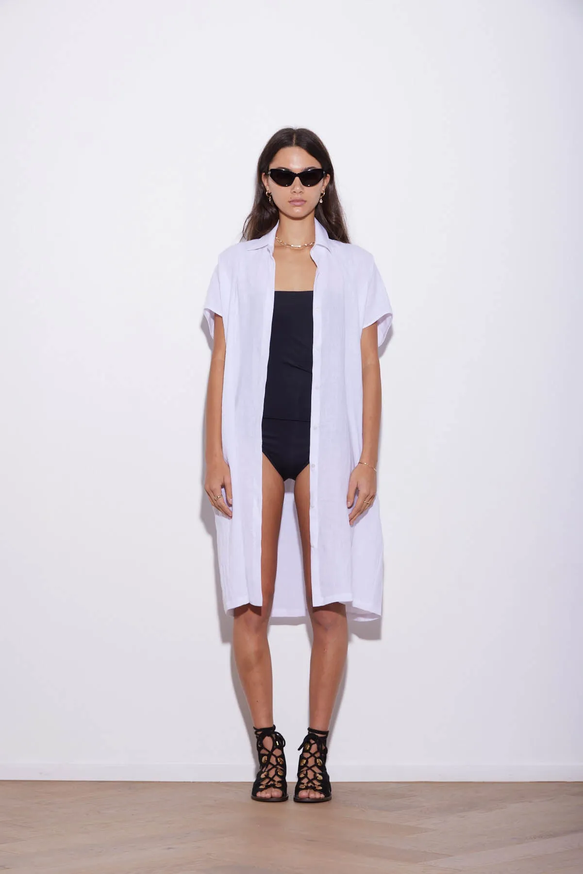 COCO LINEN SHIRTDRESS WHITE