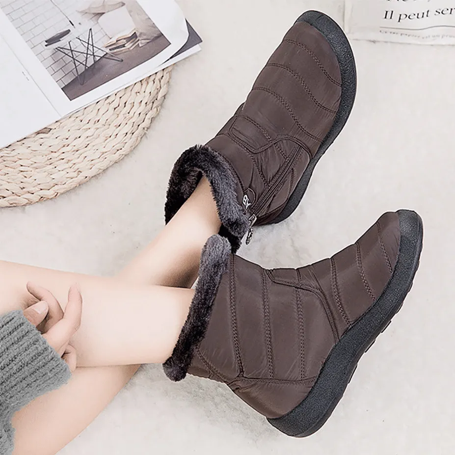 Cuzcare Women Fur Lined Outdoor Orthopedic Snow Boots