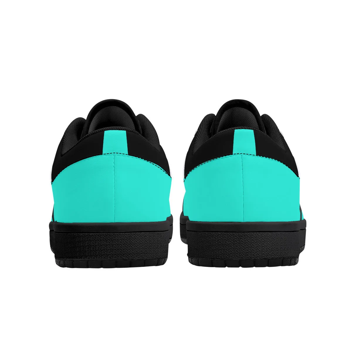 DCYG G4's Turquoise & Black, Black Sole Low-Top Leather Sneakers