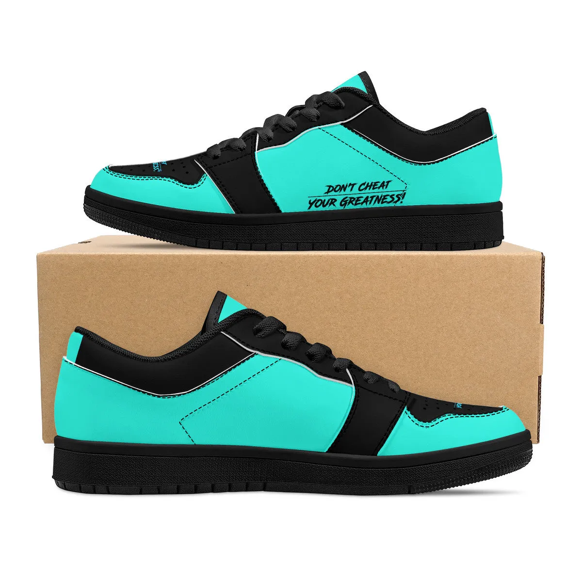 DCYG G4's Turquoise & Black, Black Sole Low-Top Leather Sneakers