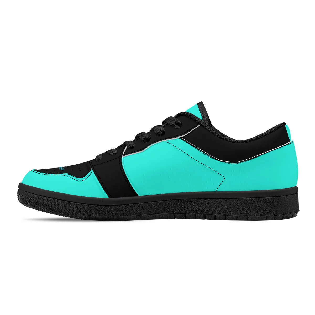 DCYG G4's Turquoise & Black, Black Sole Low-Top Leather Sneakers