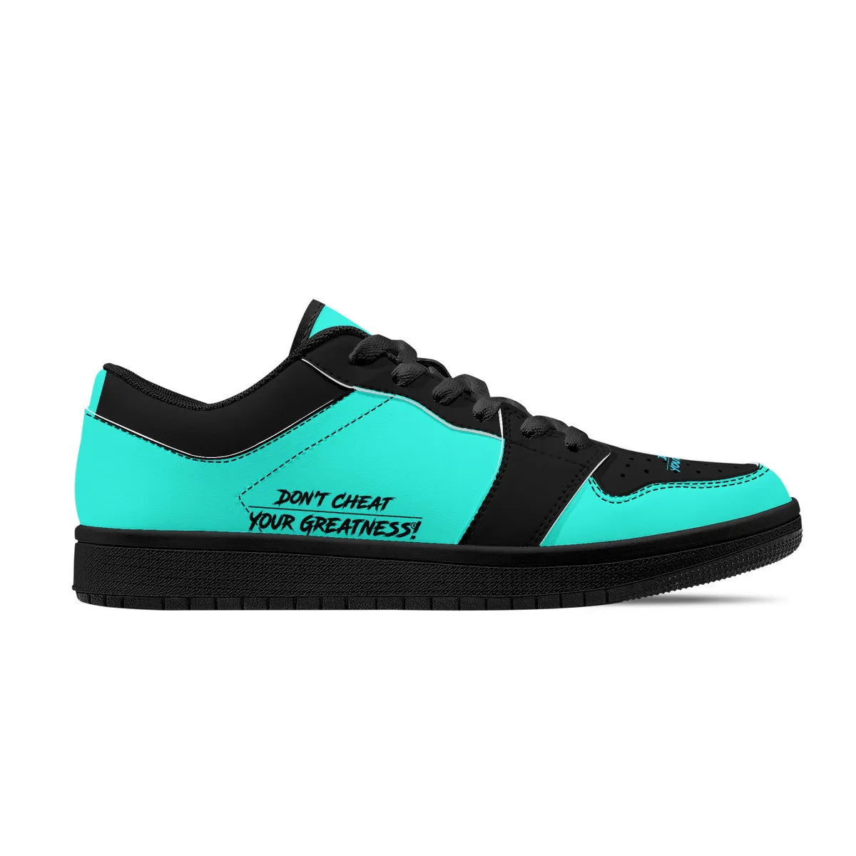 DCYG G4's Turquoise & Black, Black Sole Low-Top Leather Sneakers