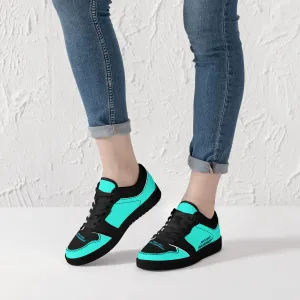 DCYG G4's Turquoise & Black, Black Sole Low-Top Leather Sneakers