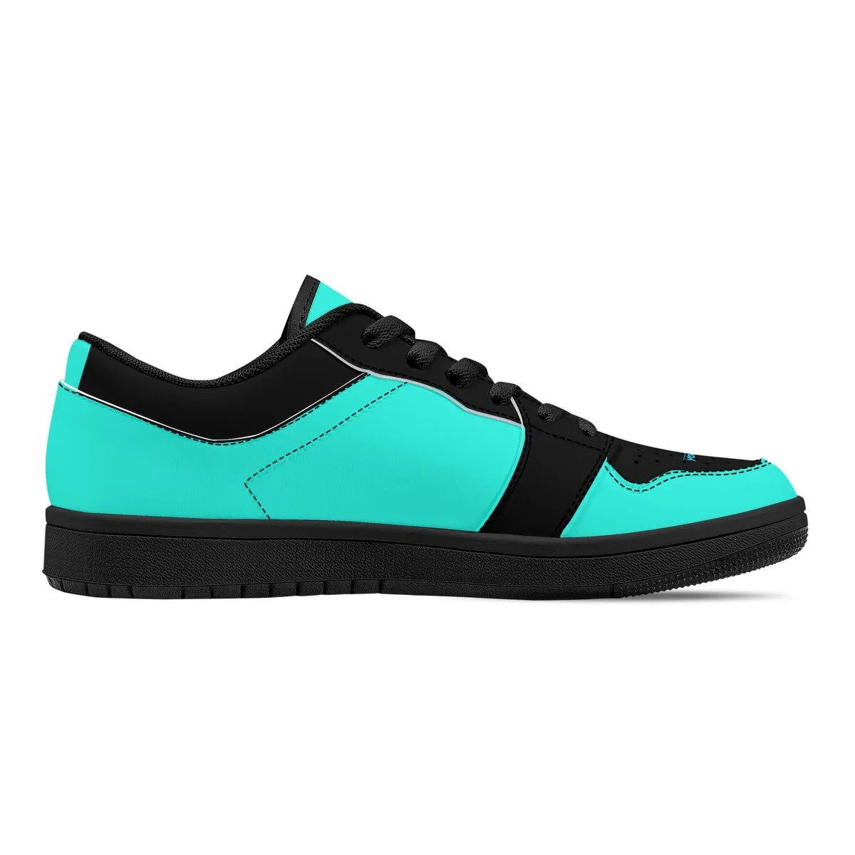 DCYG G4's Turquoise & Black, Black Sole Low-Top Leather Sneakers