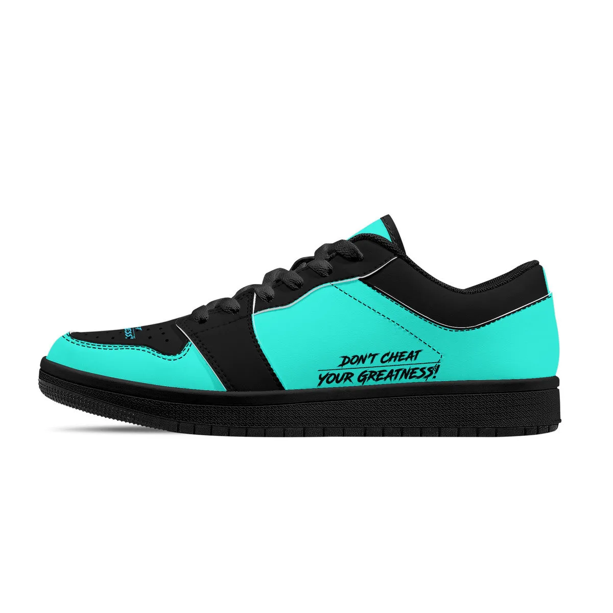 DCYG G4's Turquoise & Black, Black Sole Low-Top Leather Sneakers