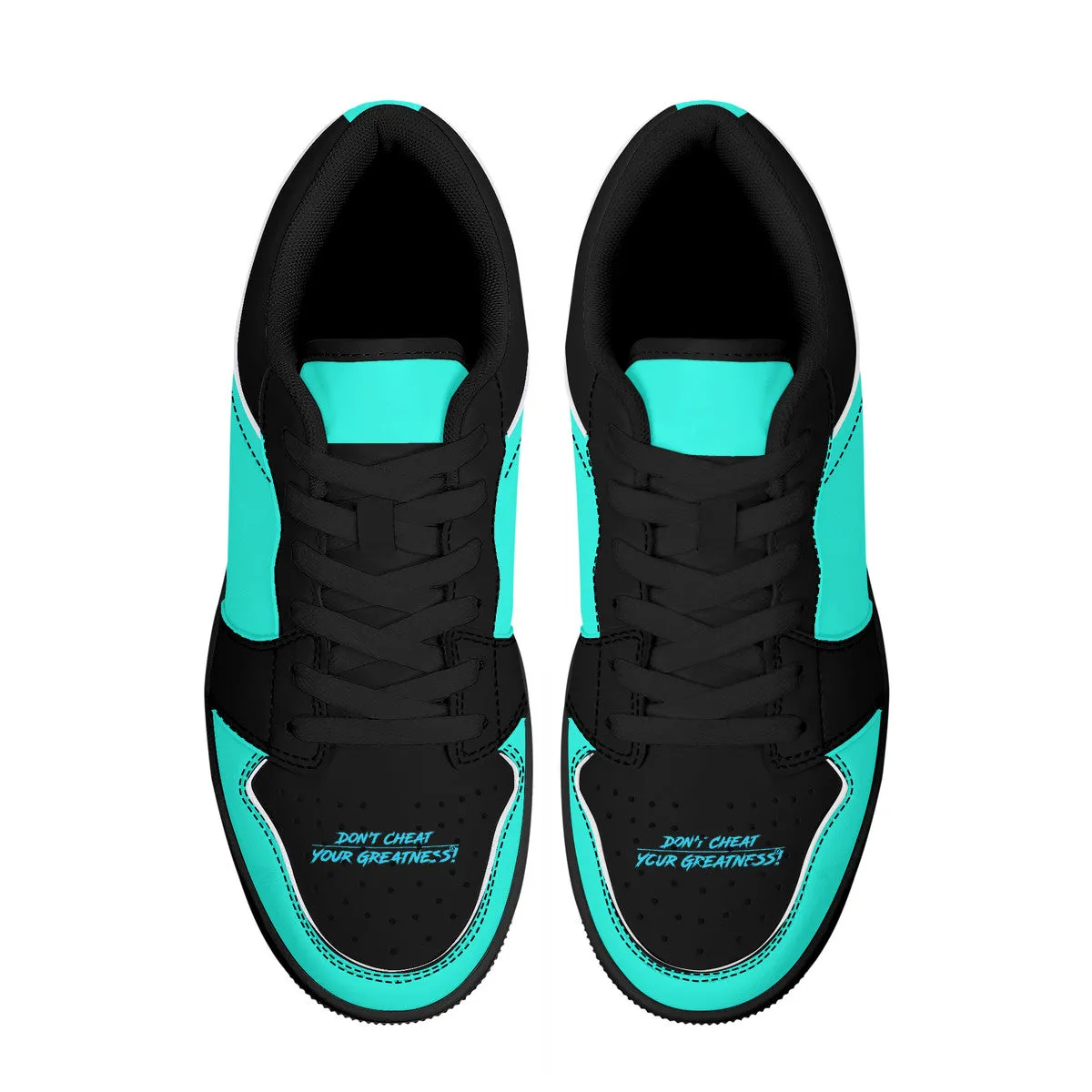 DCYG G4's Turquoise & Black, Black Sole Low-Top Leather Sneakers