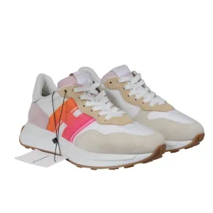Hogan H641 Low Top Sneakers Tan Pink White Orange Trainers