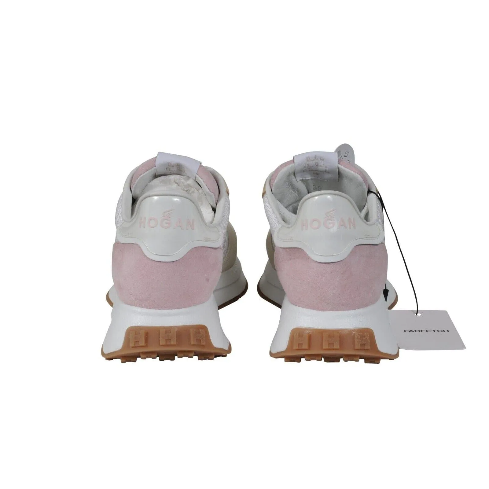 Hogan H641 Low Top Sneakers Tan Pink White Orange Trainers