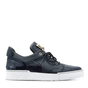 Mauri 8412/1 Boss Men's Shoes Black Exotic Crocodile / Patent / Calf-Skin Leather Casual Sneakers (MA5444)