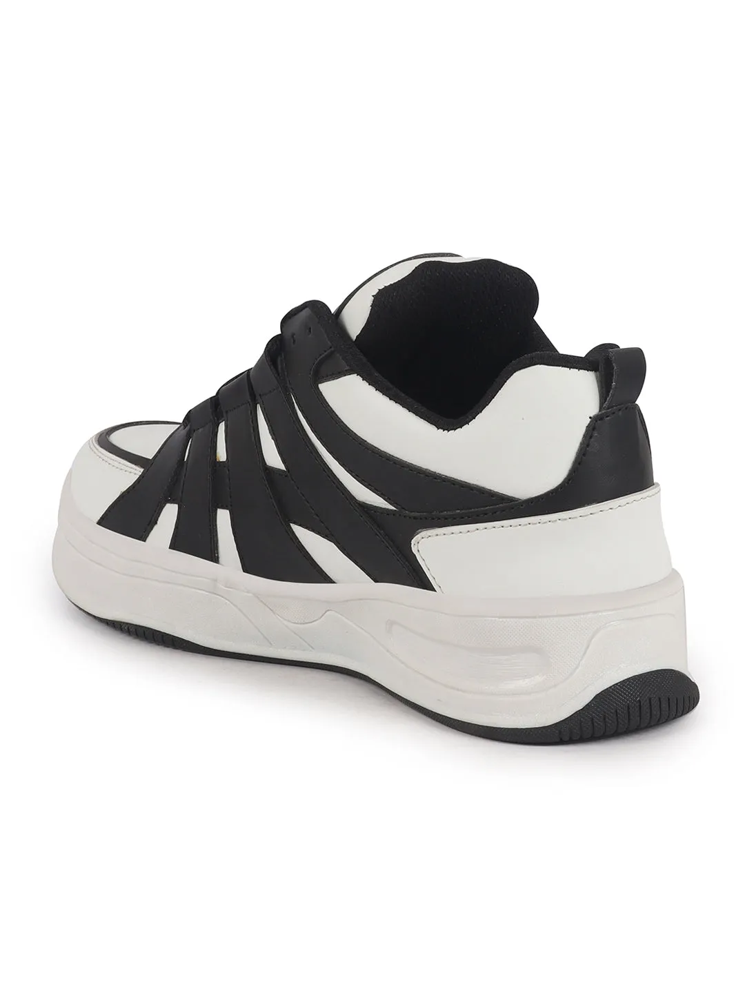 Men White Colorblocked Lace Up Sneakers| Sports Running Shoes|Anti-Skid Phylon Sole|Lace-Up Athleisure Shoes|Walking Shoes
