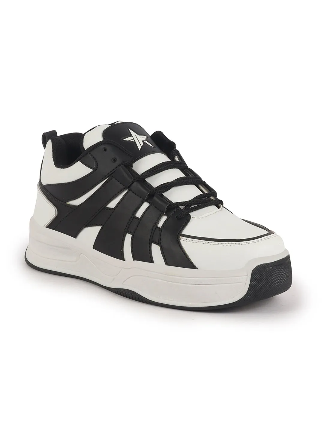 Men White Colorblocked Lace Up Sneakers| Sports Running Shoes|Anti-Skid Phylon Sole|Lace-Up Athleisure Shoes|Walking Shoes