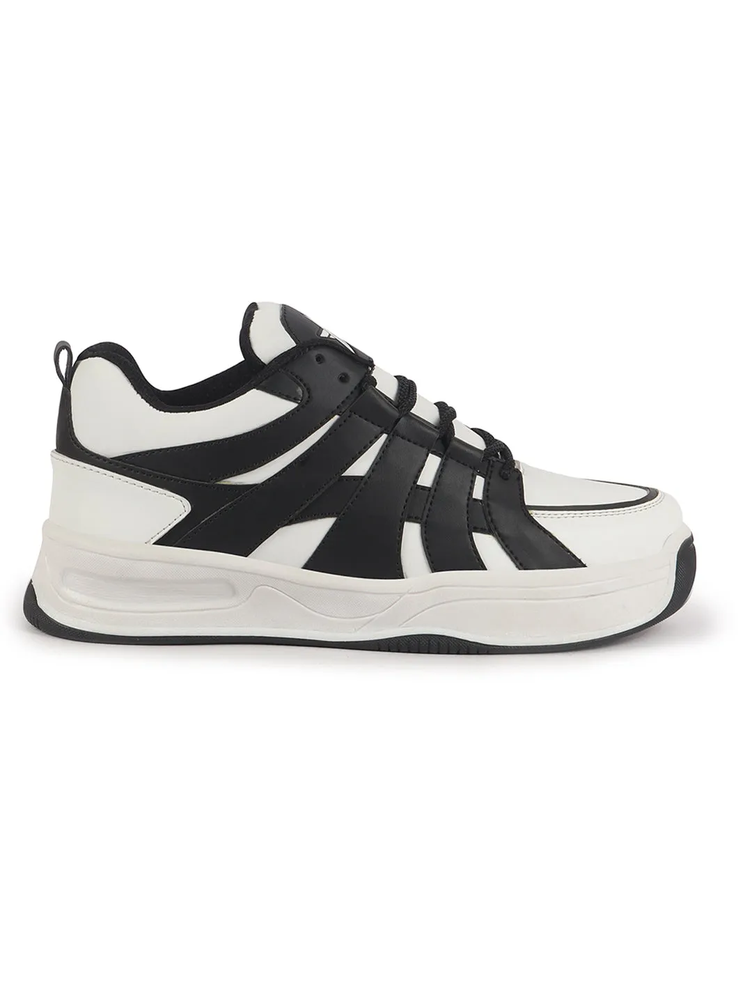 Men White Colorblocked Lace Up Sneakers| Sports Running Shoes|Anti-Skid Phylon Sole|Lace-Up Athleisure Shoes|Walking Shoes