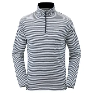Montbell Men's Wickron Striped Long Sleeve Zip Shirt - Off White