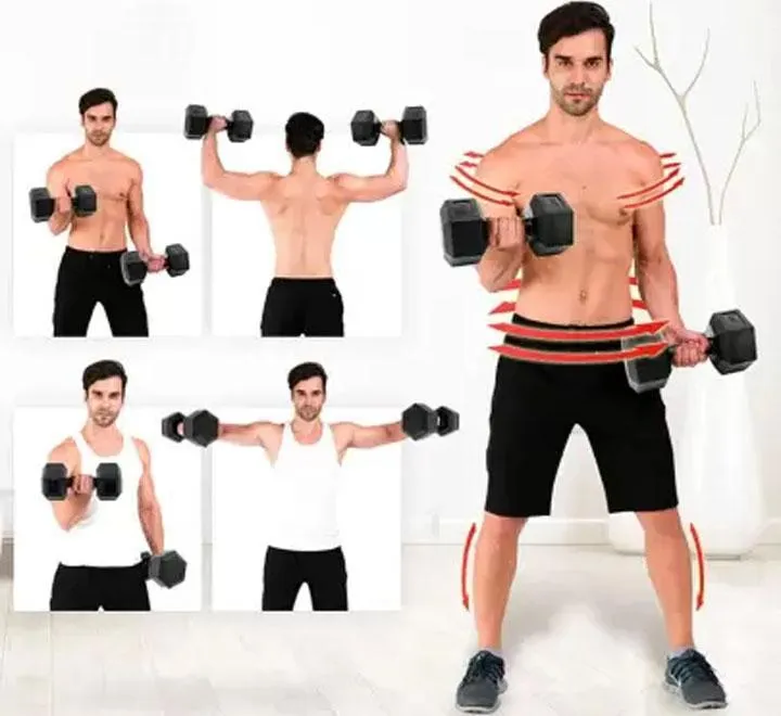 Plastic Hexagonal Fitness Dumbbell 5Kg
