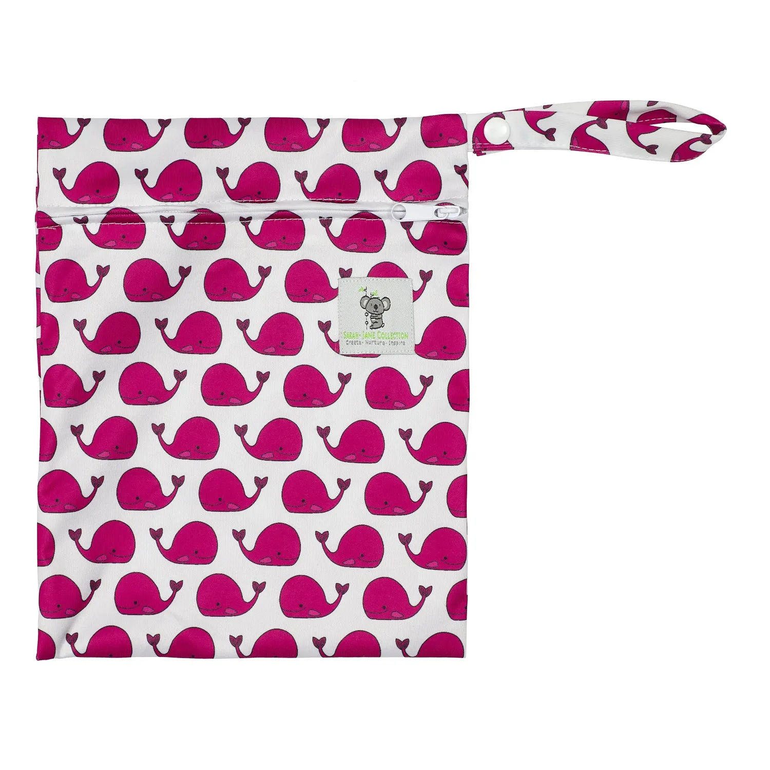 Reusable Swim Nappy & Waterproof Wet Bag- Fuschia Pink Whale