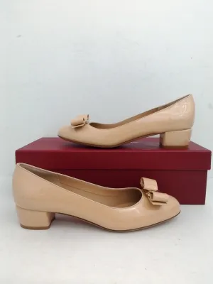 Salvatore Ferragamo Women's Vara New Bisque Naplakcalf Heels Size 5.5 B