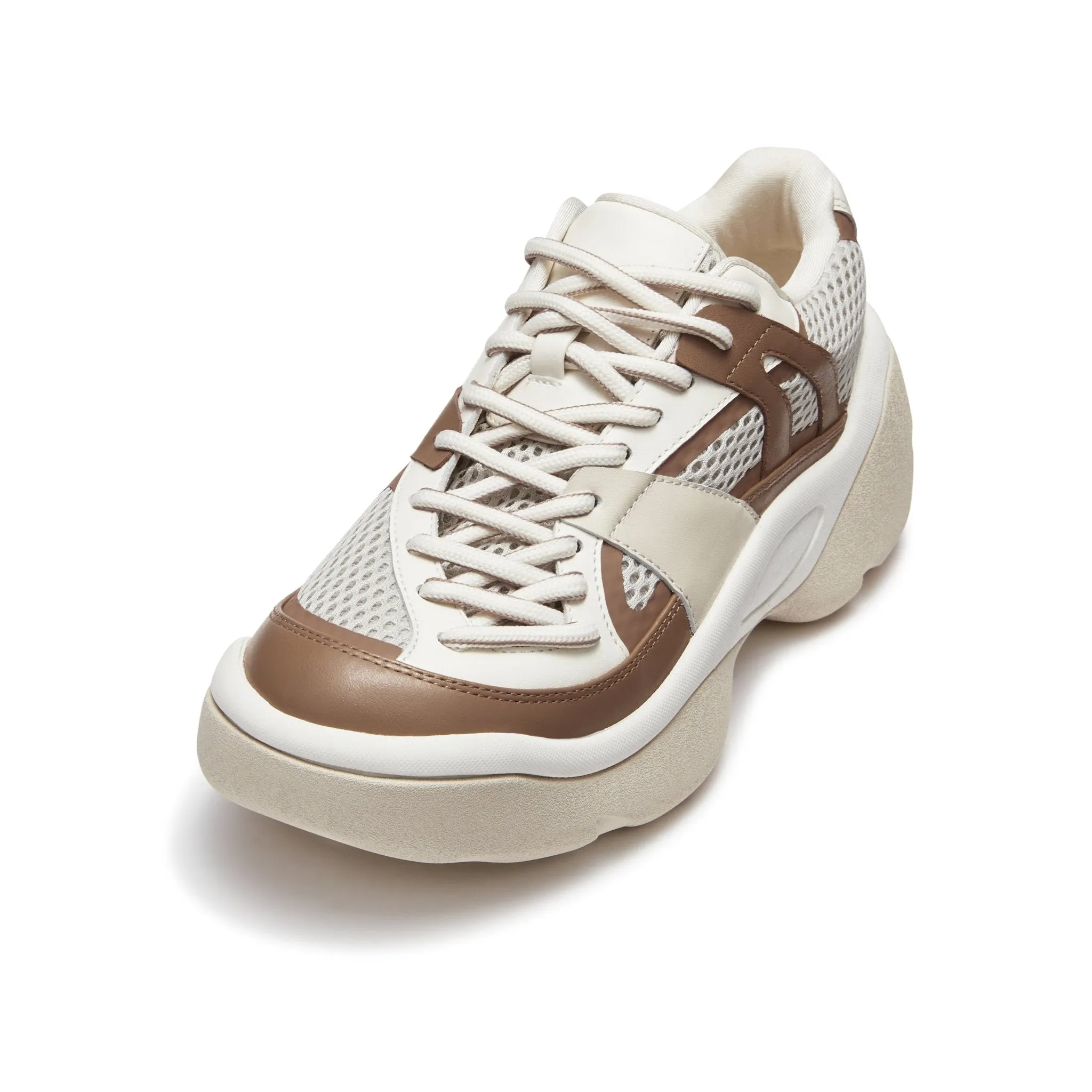 Thick Sole Stitching Sneakers in Brown