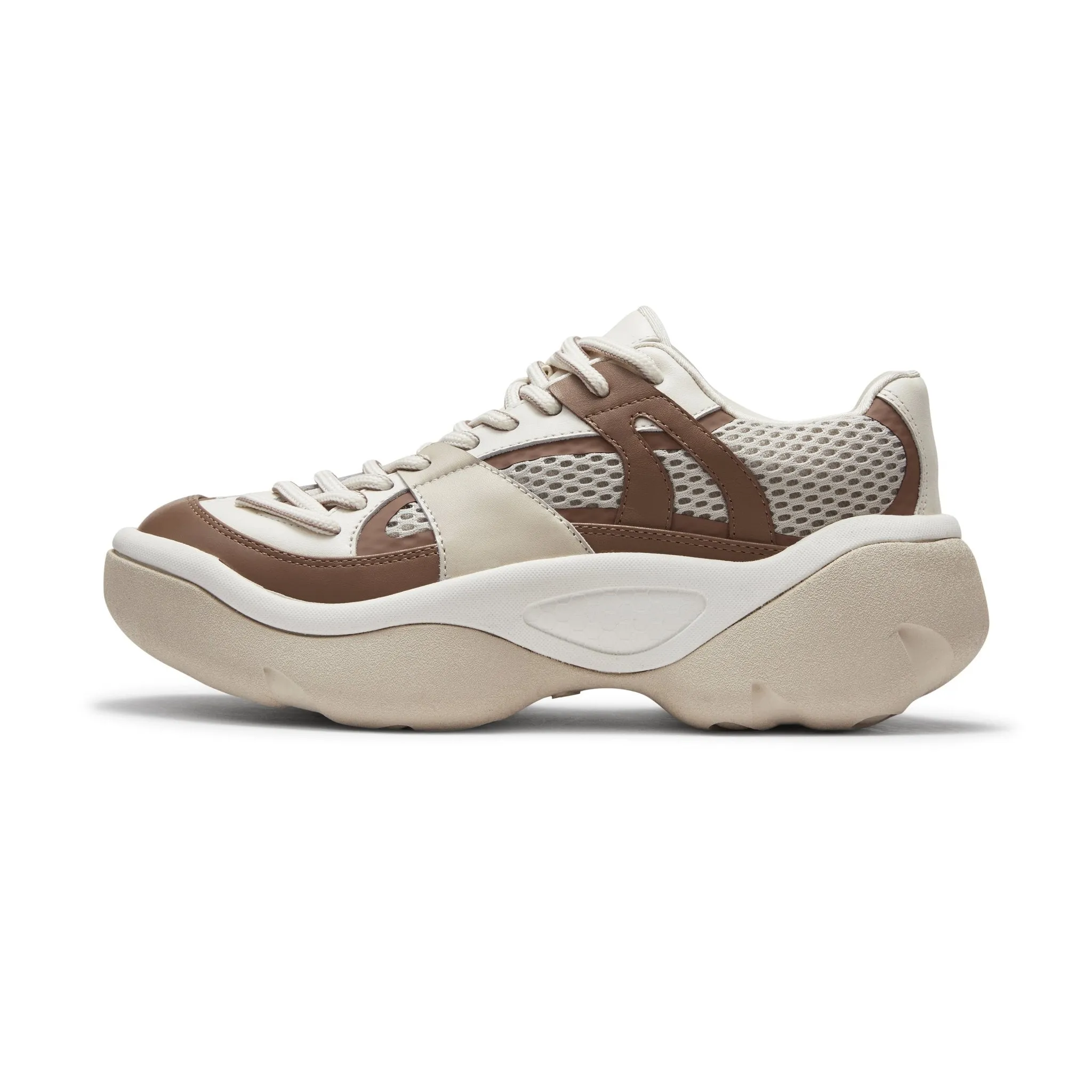 Thick Sole Stitching Sneakers in Brown