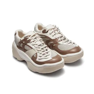 Thick Sole Stitching Sneakers in Brown