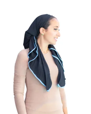 Tie Ur Knot Dri Fit Black/Blue Border Untied Scarf with Non Slip Grip